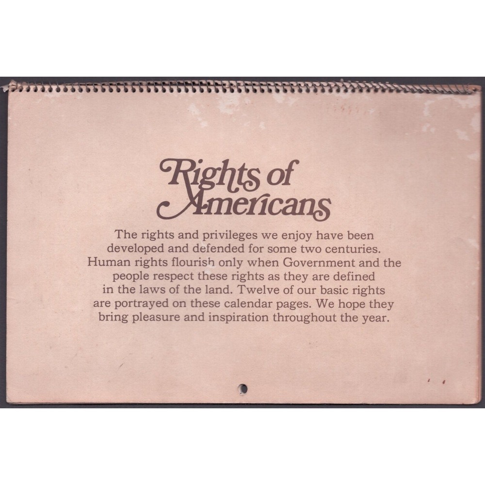 Vintage 1976 1977 Exxon Rights of Americans Bicentennial Calendar Historical Art